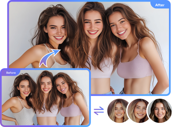 여러 얼굴 바꾸기 AI 온라인 무료